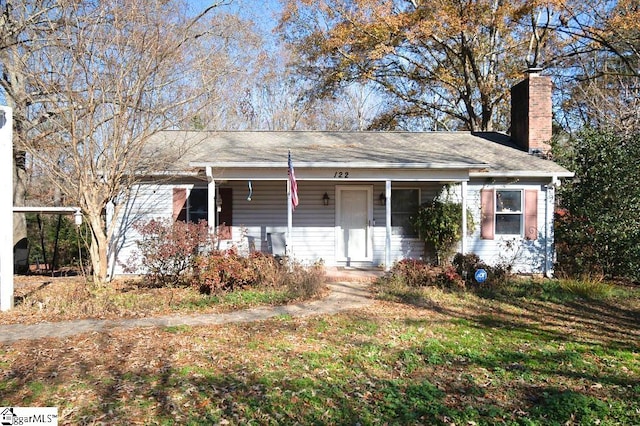 view of front facade featuring covered porch