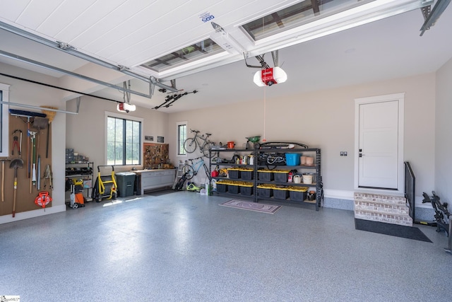 garage with a garage door opener