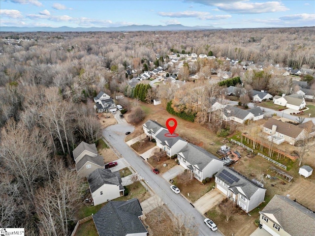 bird's eye view featuring a mountain view