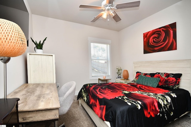 bedroom with carpet and ceiling fan