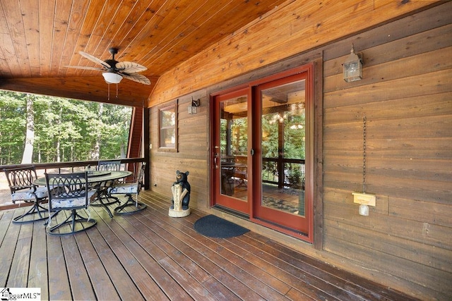 wooden terrace with ceiling fan