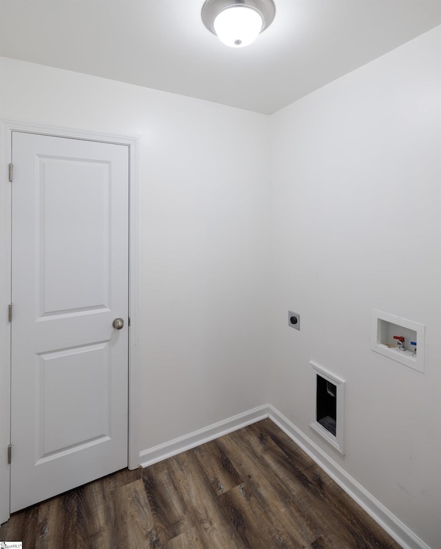 laundry room featuring washer hookup, dark wood-type flooring, and electric dryer hookup