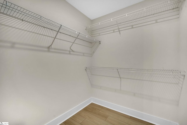 walk in closet featuring wood-type flooring