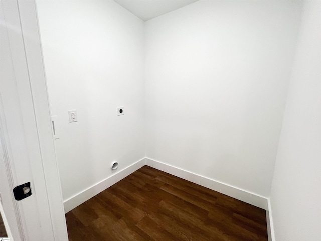 laundry area with dark hardwood / wood-style floors and electric dryer hookup