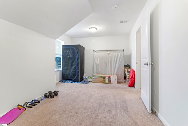 interior space featuring carpet