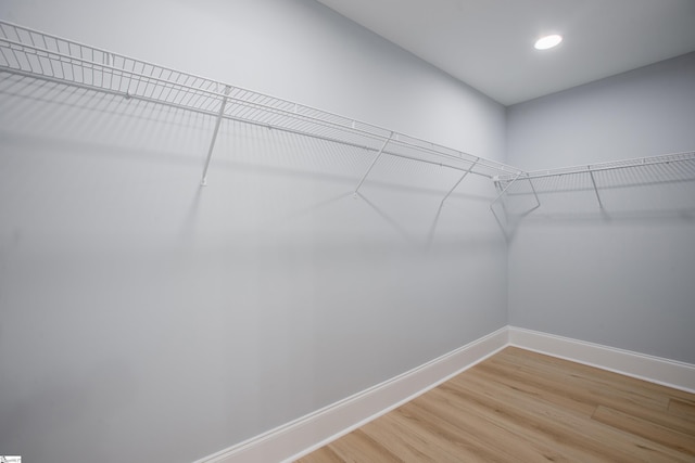 spacious closet with hardwood / wood-style flooring