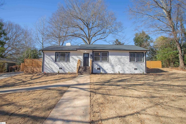 view of single story home