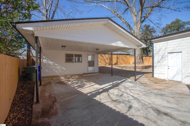 view of patio featuring a carport