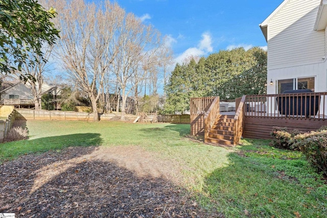 view of yard featuring a deck