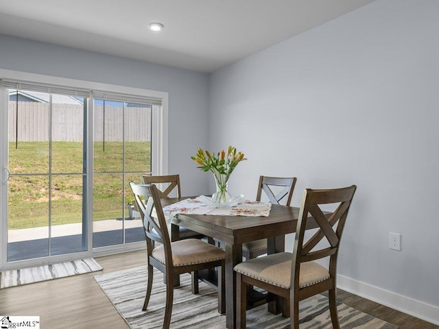 dining room with wood-type flooring