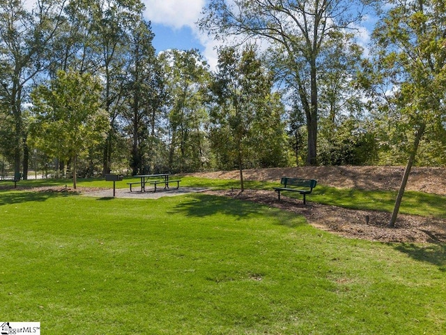 view of property's community featuring a yard