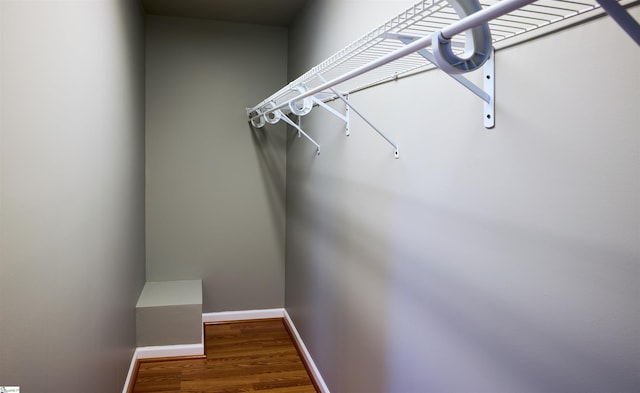 walk in closet featuring hardwood / wood-style floors