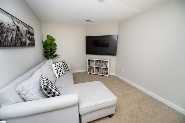 living room with carpet