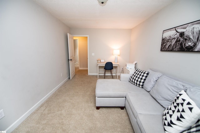 living room with light colored carpet