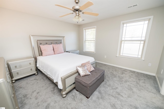 bedroom with carpet flooring and ceiling fan