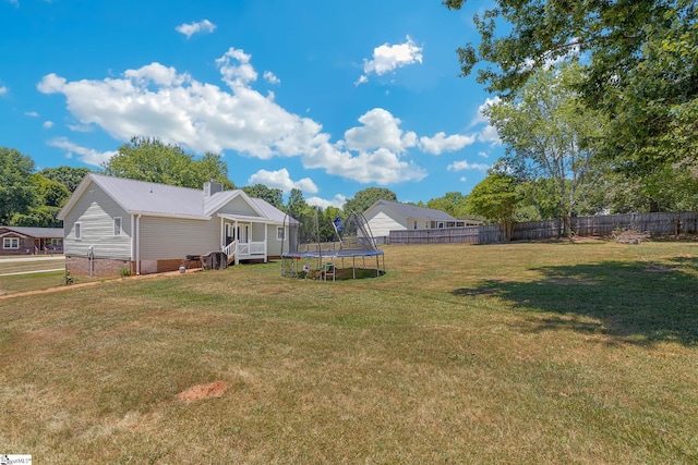 view of yard featuring a trampoline