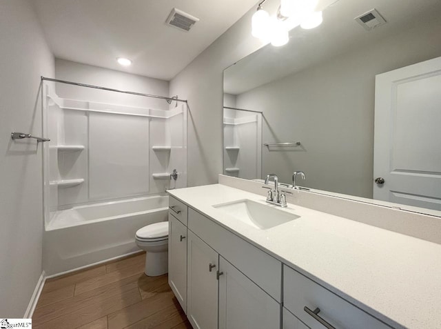 508 Pennystone Ln, Simpsonville, SC 29681 - full bathroom with visible vents, toilet, vanity, and wood finished floors