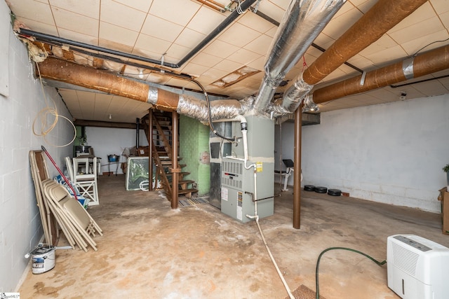 basement with heating unit