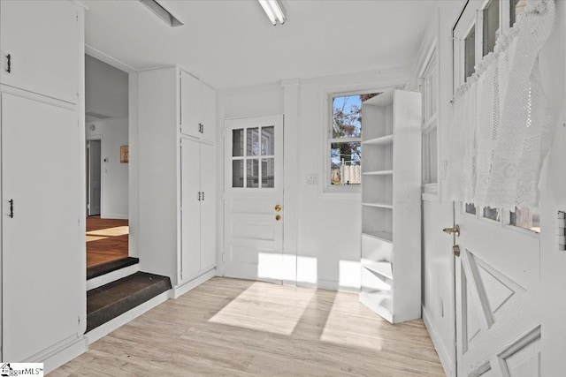 interior space with light hardwood / wood-style floors