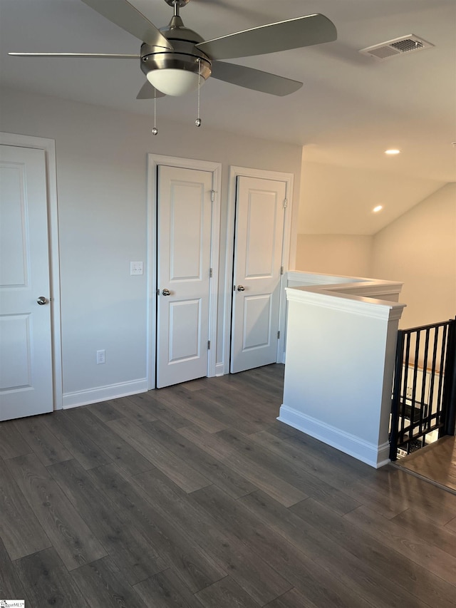 interior space with dark wood-type flooring