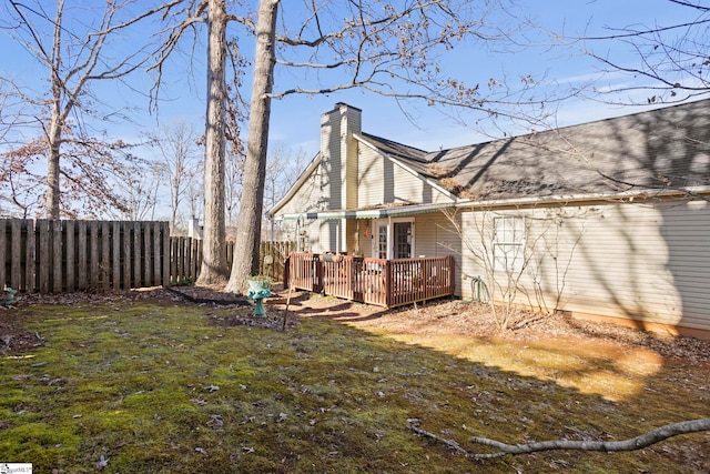 view of yard with a deck