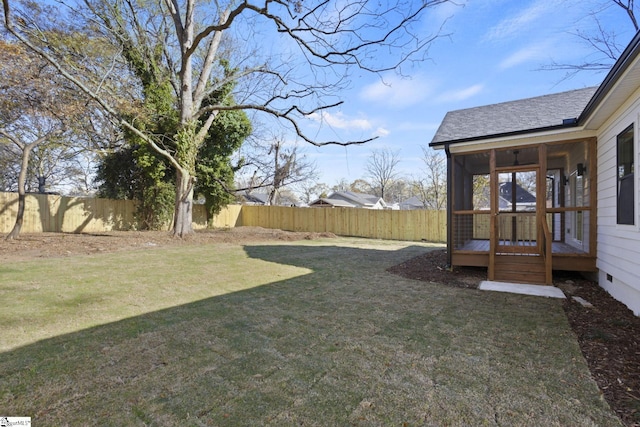 view of yard with a wooden deck