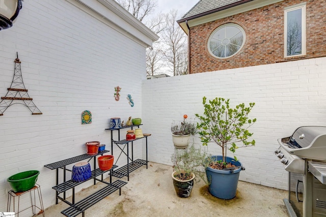 view of patio with area for grilling