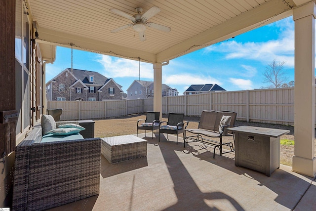 view of patio / terrace featuring outdoor lounge area and ceiling fan