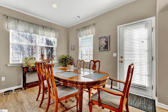 dining area featuring light hardwood / wood-style flooring