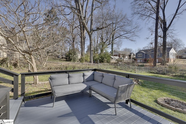 wooden deck with an outdoor hangout area