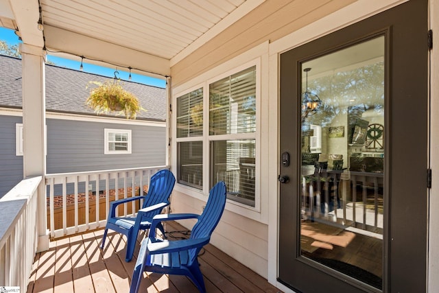 deck featuring covered porch