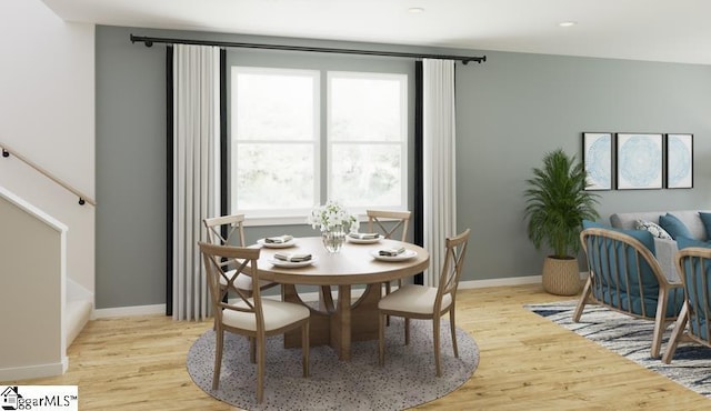 dining area featuring light hardwood / wood-style flooring