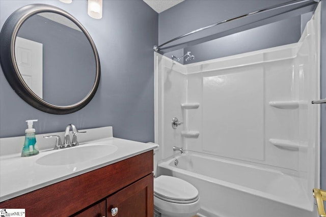 full bathroom featuring vanity, toilet, and shower / bath combination