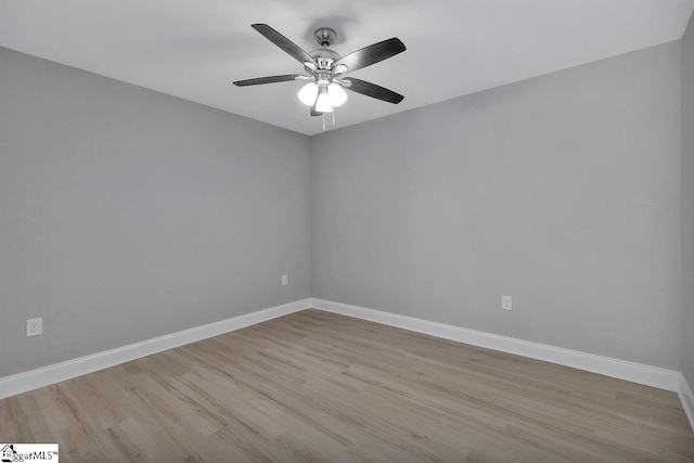 unfurnished room featuring light hardwood / wood-style flooring and ceiling fan