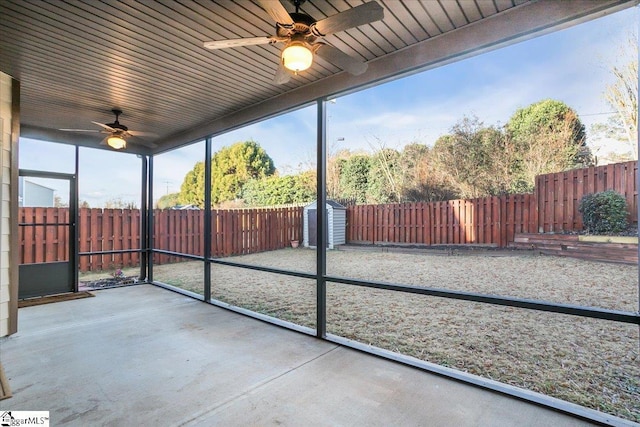 view of unfurnished sunroom