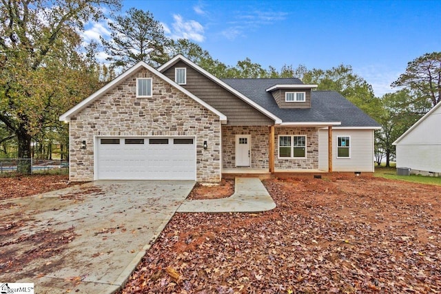 craftsman inspired home with a garage