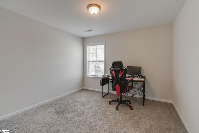 office space featuring light colored carpet