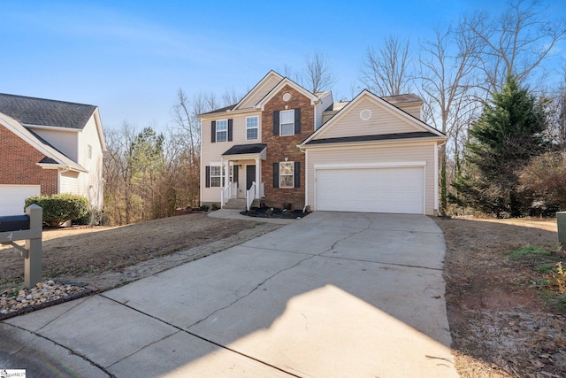 view of property featuring a garage