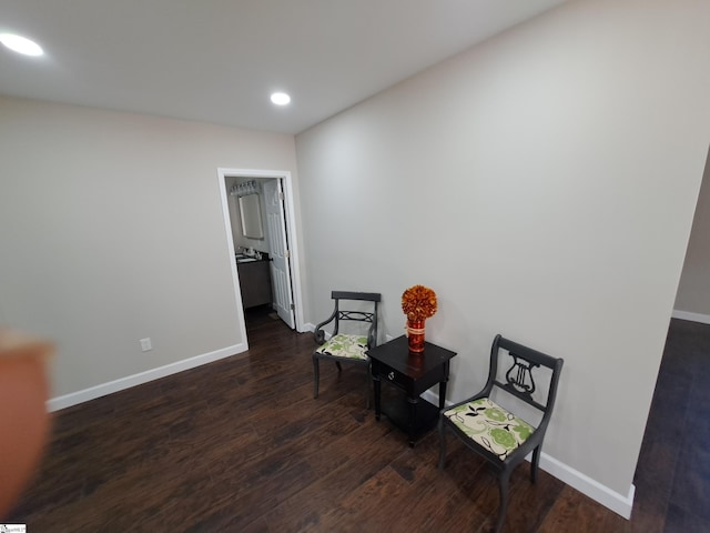 sitting room featuring dark hardwood / wood-style flooring