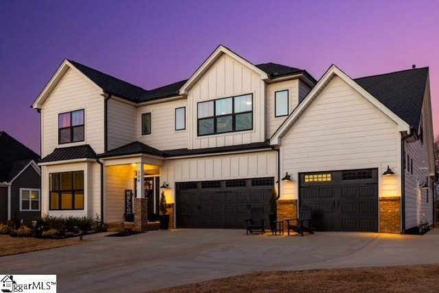 view of front of house with a garage