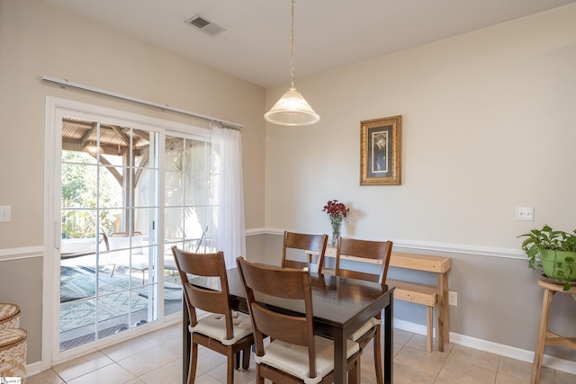 view of tiled dining room