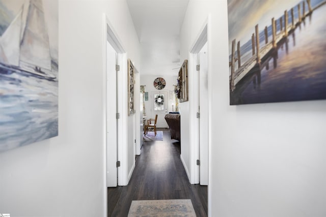 hall featuring dark hardwood / wood-style floors