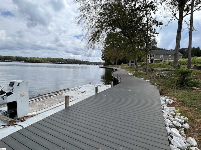 view of dock featuring a water view