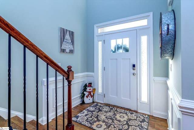 entrance foyer featuring dark hardwood / wood-style flooring