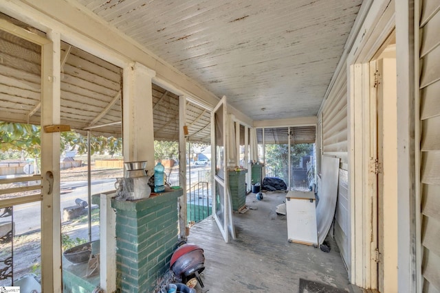 exterior space featuring wooden ceiling