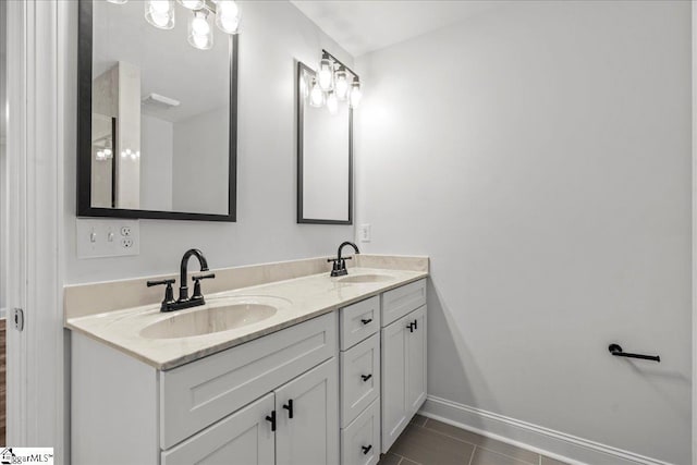 bathroom with tile patterned floors and vanity