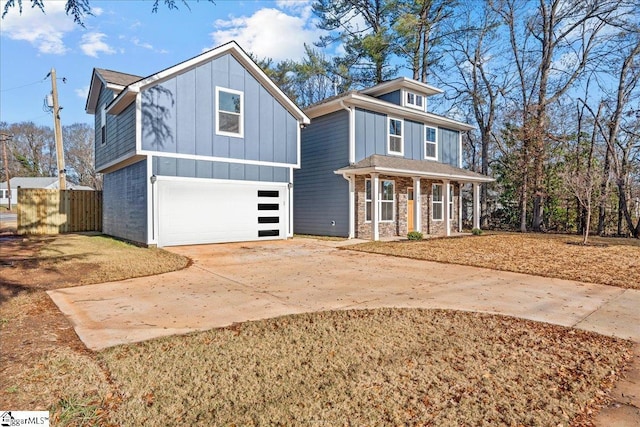 view of front of house with a garage