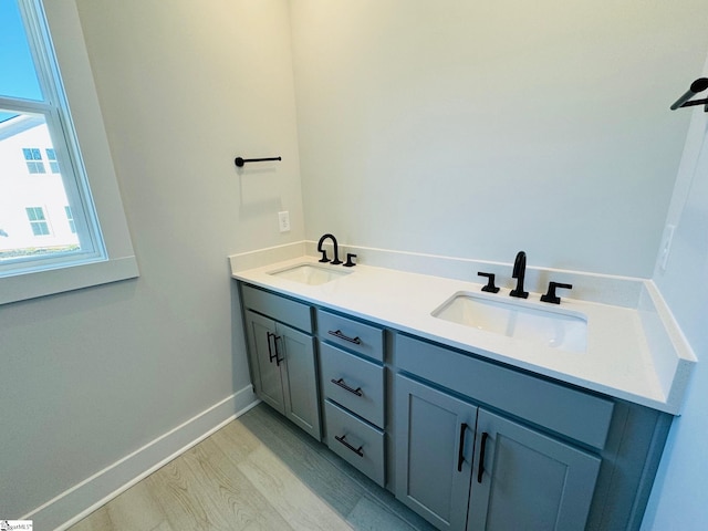 bathroom featuring wood-type flooring and vanity