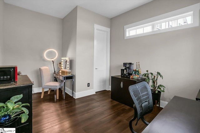 office area with dark hardwood / wood-style floors