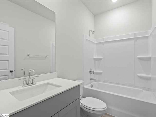 full bathroom with vanity, toilet, and tub / shower combination